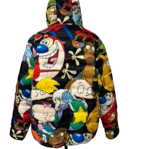 MEMBERS ONLY Y2K Nick. Rugrats ,Ren & Stimpy Puffer Jacket Size XL POP ART - Picture 3 of 8